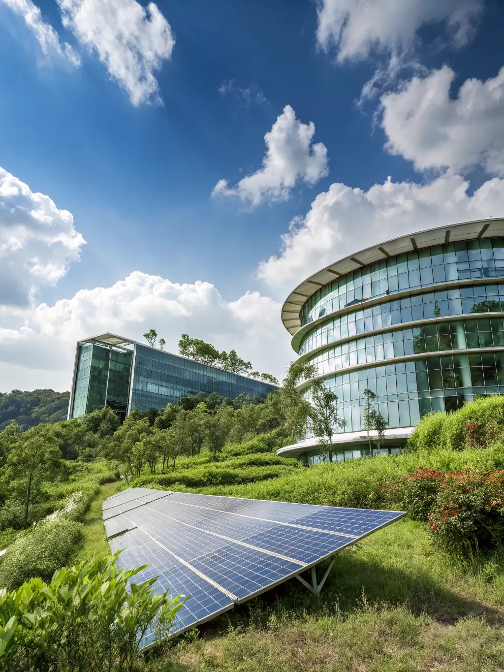 An architectural rendering of a sustainable building design, highlighting Emory Builders' commitment to innovative and eco-friendly solutions.